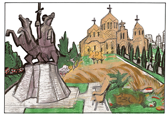 Собор Святого Григория Просветителя. Строительство начато в 1997 году, финансировалось армянскими предпринимателями. После Цминда Самеба в Тбилиси является самым большим христианским собором на Кавказе.