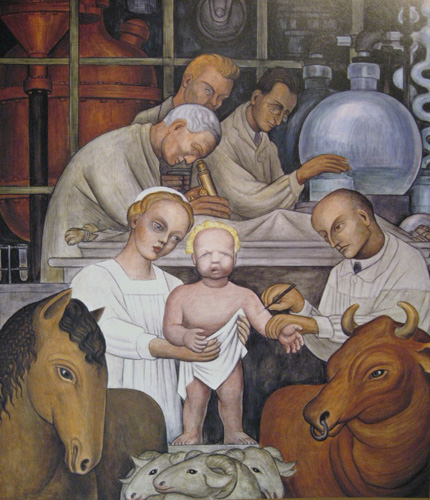 Диего Ривера. «Вакцинация». Фрагмент фрески «Индустрия Детройта»