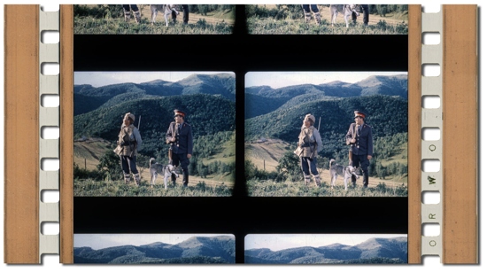 Кадр из фильма «"SOS" над Тайгой» (1976), снятого по системе «Стерео-70»