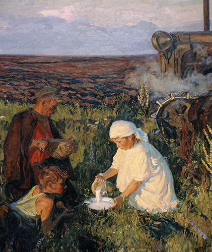 Аркадий Пластов. Ужин трактористов. 1951
