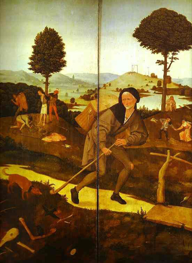 Иероним Босх. «Воз сена». 1500—1502. Внешние створки. «Путник» 