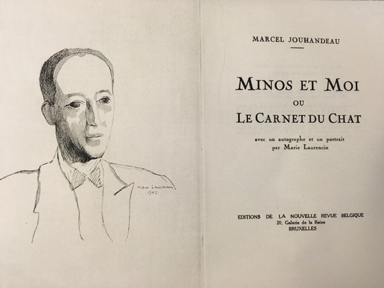 «Мино и я», книга о кошке Марселя Жуандо, выпущенная в Льеже в 1942 году. Рисунок Мари Лорансен