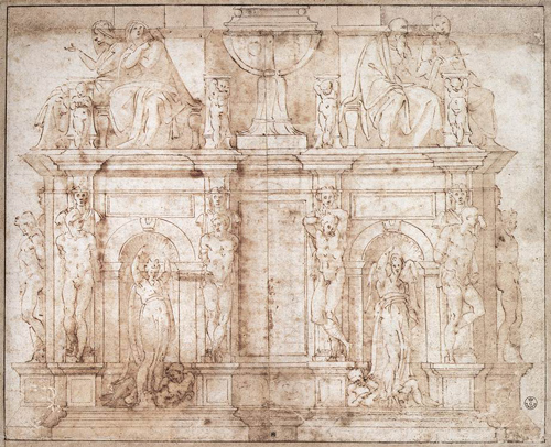 Микеланджело Буонарроти. Эскиз гробницы папы Юлия II. Второй вариант