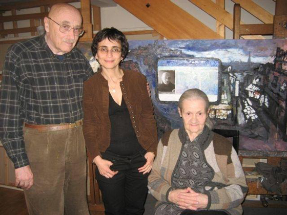 Оскар Рабин, Лёля Кантор-Казовская и Валентина Кропивницкая в мастерской художника в Париже. 2007
