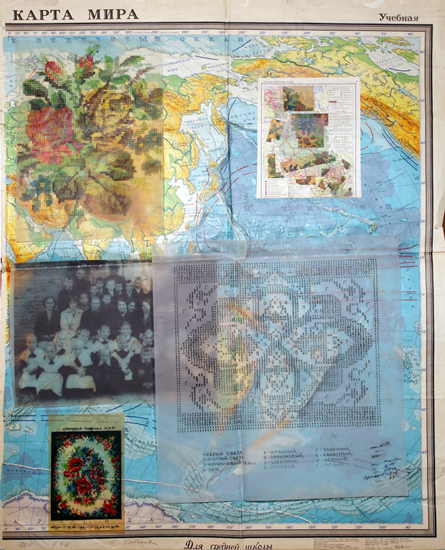 Катерина Ковалева. Карта мира. 1998. Бумага, смешанная техника. 112х95