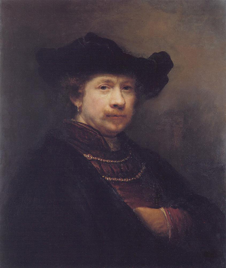Автопортрет в плоской шляпе. Рембрандт Харменс ван Рейн. 1642. Дерево, масло