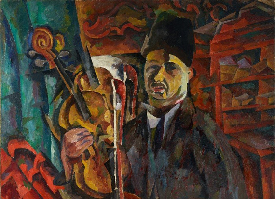 А. Лентулов. Автопортрет со скрипкой. 1919