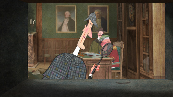 Кадр из мультфильма Александра Бубнова «Шерлок Холмс и черные человечки»