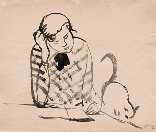 Девочка с кошкой. 1932