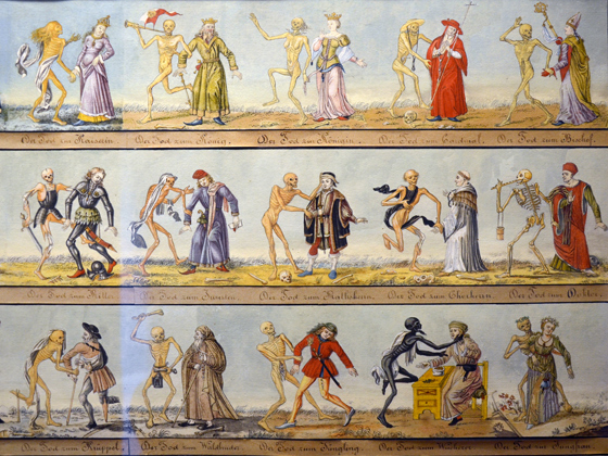 Пляска смерти. Акварельная копия Йоханна Рудольфа Фойерабенда. 1806