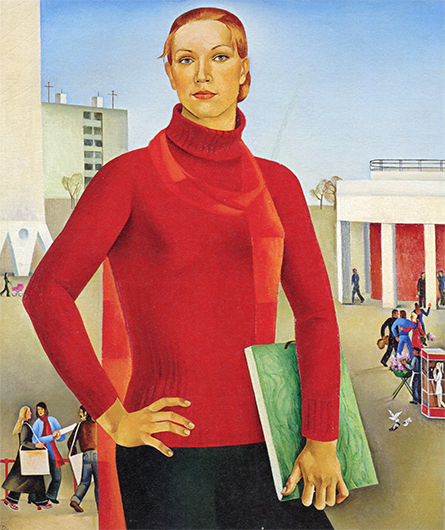 Елена Романова. Автопортрет в красном свитере. 1972