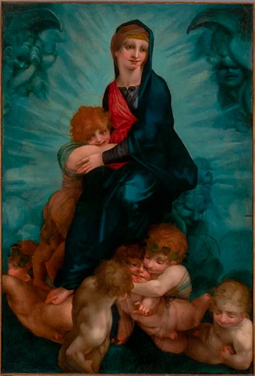 Россо Фьорентино. Мадонна во славе (Мадонна с Младенцем и ангелами). Начало 1520-х. Холст (перевод с дерева), масло