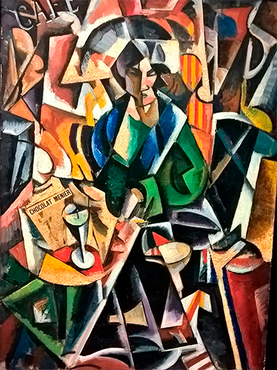 Картина «Кафе», приписываемая Любови Поповой, выставлявшаяся на выставке коллекции Топоровского в Генте