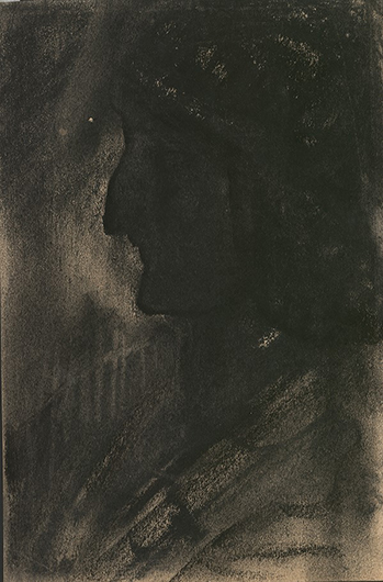 Василий Калужнин. Портрет Анны Ахматовой. 1920-е годы. Бумага, уголь