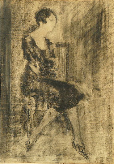 В. Калужнин. Фигура в интерьере. 1930-е. Бумага, уголь