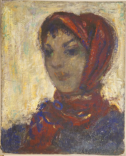 В. Калужнин. Женский портрет. 1950-е — 1960-е. Картон, темпера, масло