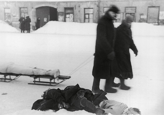 Трупы на улицах города. 5 февраля 1942 г.