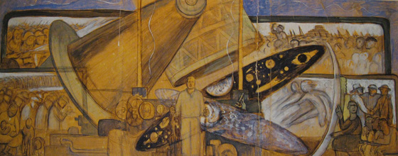 Диего Ривера. Эскиз для росписи Рокфеллеровского центра в Нью-Йорке. Около 1932. Бумага, темпера, уголь
