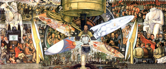 Диего Ривера. Фреска «Человек, управляющий Вселенной. Человек в машине времени. Человек на перепутье». Дворец изящных искусств. Мехико
