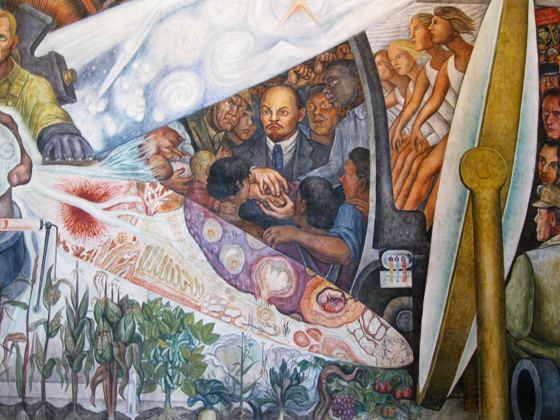 Фрагмент фрески «Человек, управляющий Вселенной. Человек в машине времени. Человек на перепутье». Дворец изящных искусств. Мехико