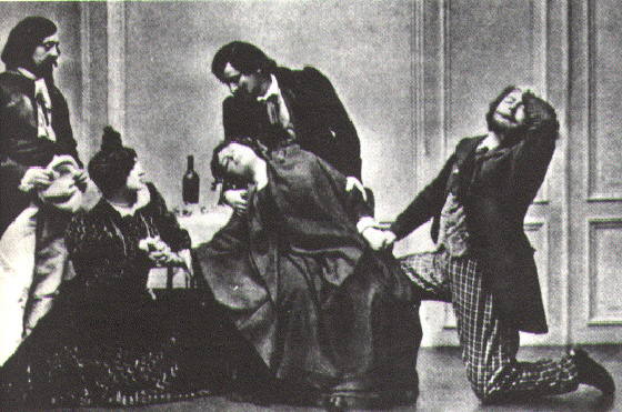Финальная сцена оперы Джакомо Пуччини "Богема", Париж, 1889