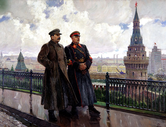 Александр Герасимов. И.В.Сталин и К.Е.Ворошилов в Кремле. 1938